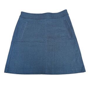 Loft Women’s Sz 8 A-Line Midi Skirt Blue Side Pockets Above Knee Zipper 0826